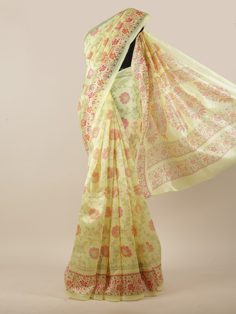

Pothys Yellow & Red Cotton Blend Saree