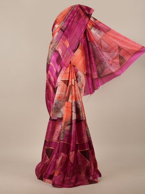 

Pothys Burgundy & Orange Cotton Blend Saree