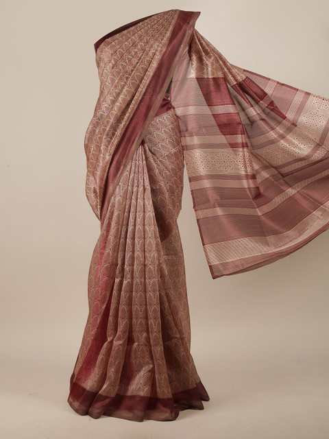 

Pothys Tan Cotton Blend Saree
