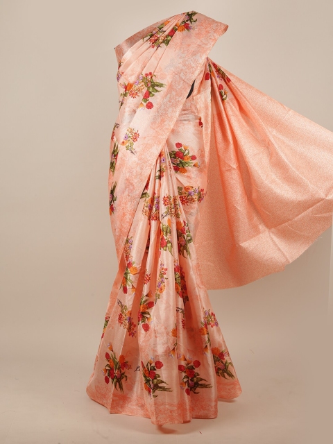 

Pothys Peach-Coloured & Red Floral Saree