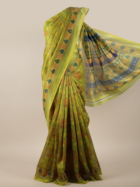 

Pothys Women Green Printed Cotton Blend Saree