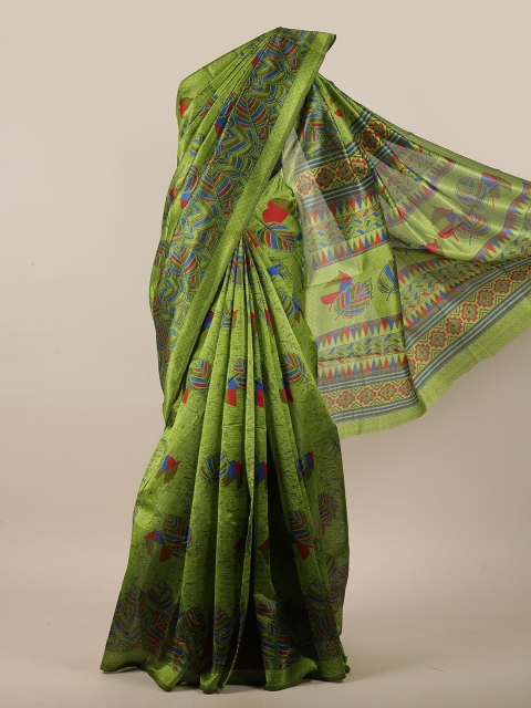 

Pothys Women Green Printed Cotton Blend Saree