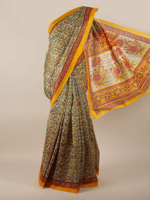 

Pothys Women Cream Printed Cotton Blend Saree