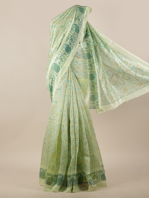 

Pothys Women Green Printed Cotton Blend Saree