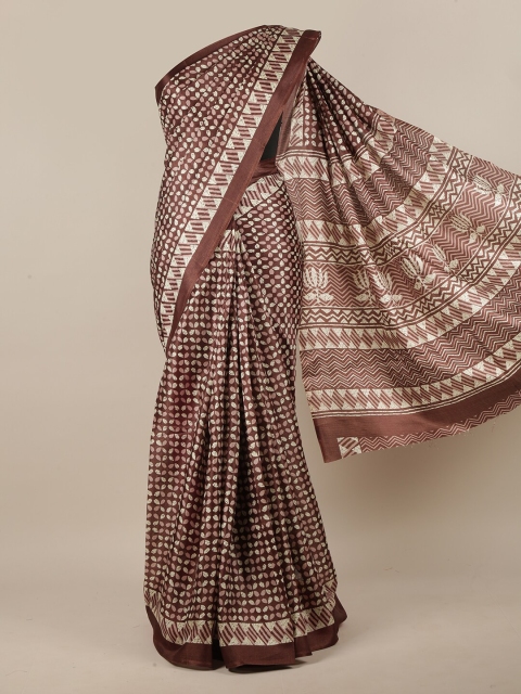 

Pothys Women Brown Printed Cotton Blend Saree