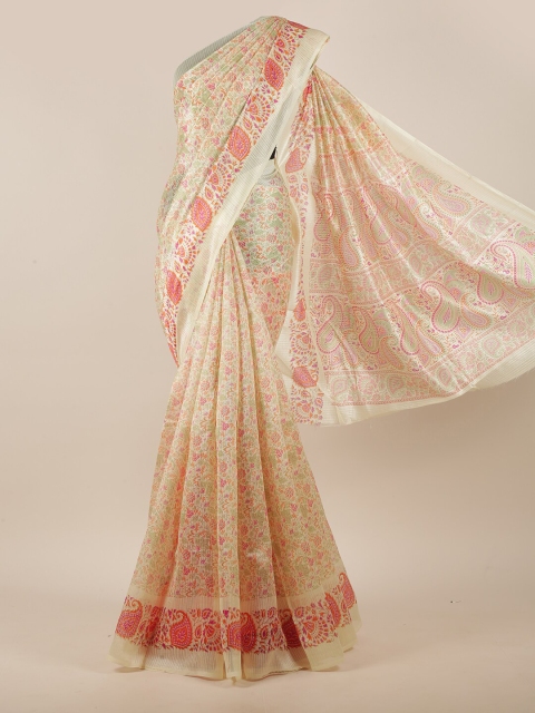 

Pothys Women Cream Printed Cotton Blend Saree