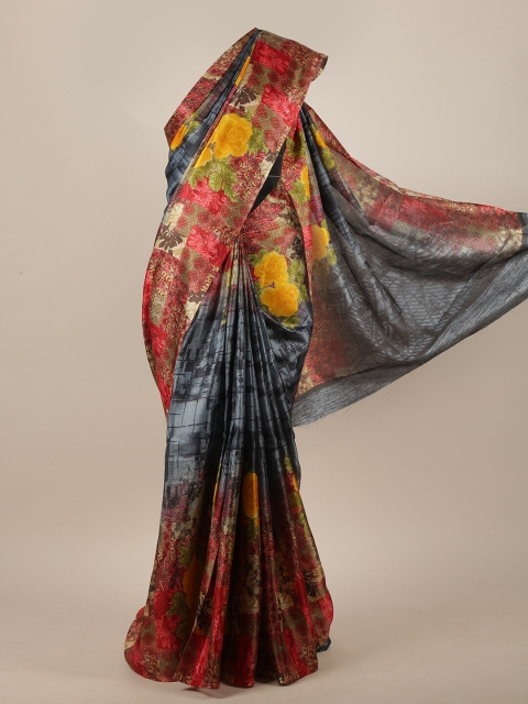 

Pothys Grey & Red Floral Motifs Printed Saree