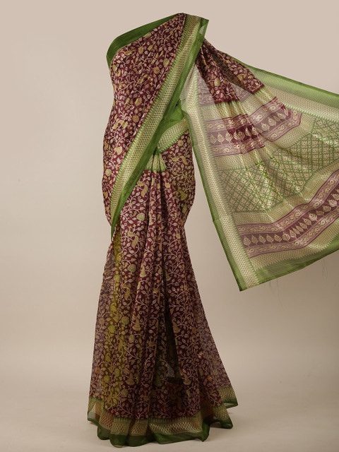 

Pothys Maroon & Green Floral Motifs Printed Saree