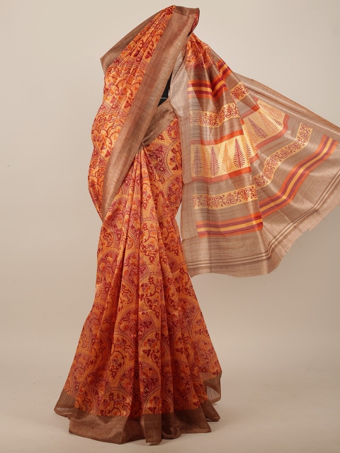 

Pothys Orange & Maroon Floral Motifs Printed Saree