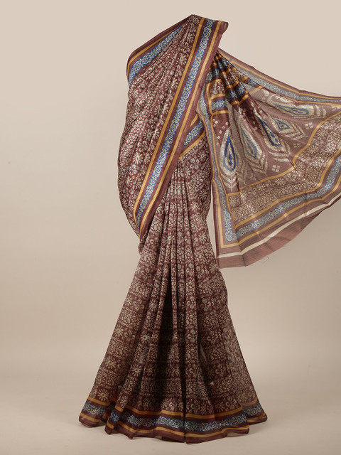 

Pothys Brown & Mustard Ethnic Motifs Printed Saree