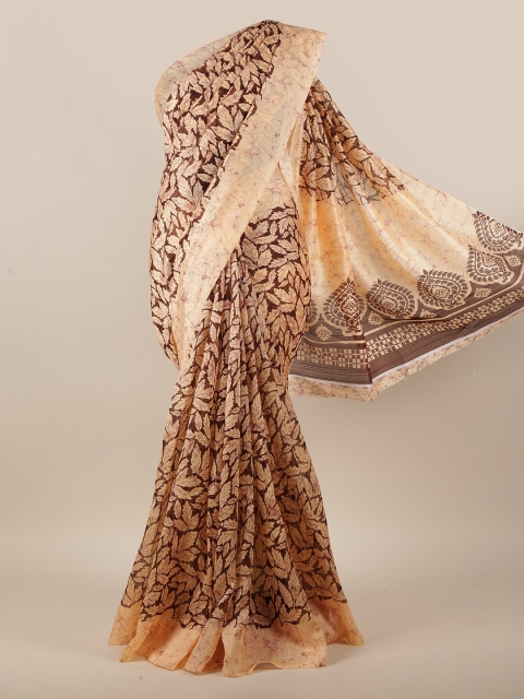 

Pothys Beige & Maroon Floral Motifs Printed Saree