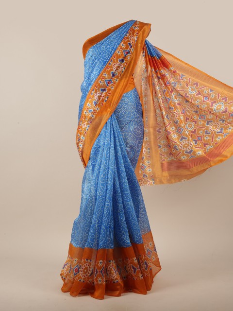 

Pothys Blue & White Bandhani Saree