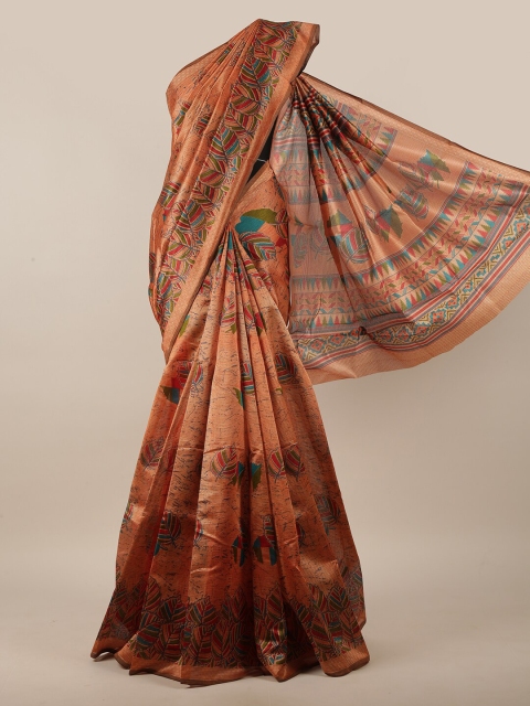 

Pothys Rust & Blue Floral Saree