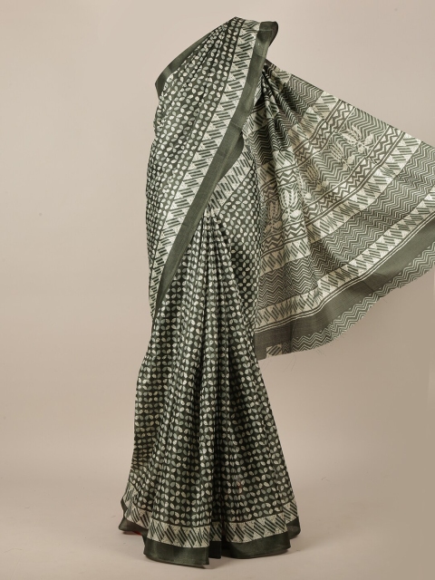 

Pothys Green & White Floral Saree