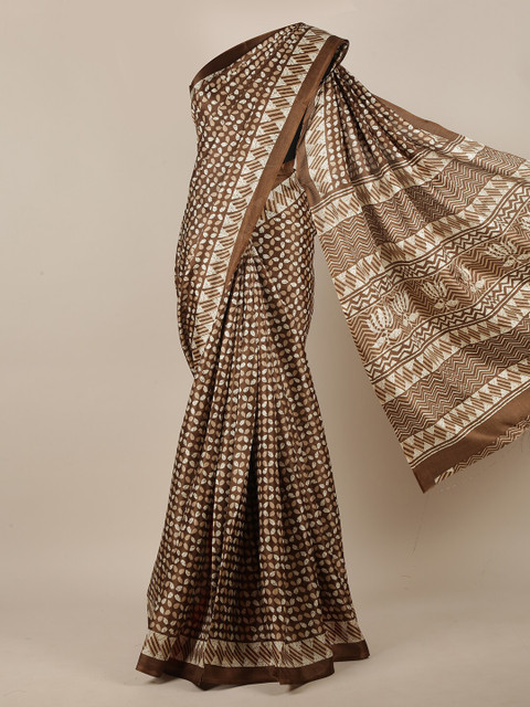 

Pothys Brown & White Floral Saree