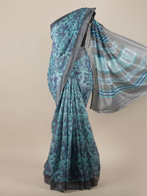 

Pothys Blue & Grey Floral Saree