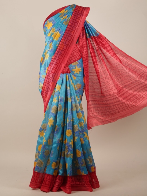 

Pothys Blue & Red Floral Saree