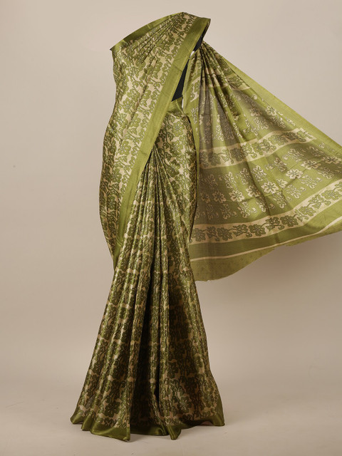 

Pothys Green & Beige Floral Saree