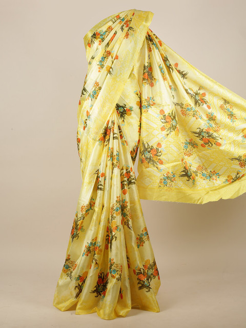 

Pothys Yellow & Blue Floral Saree