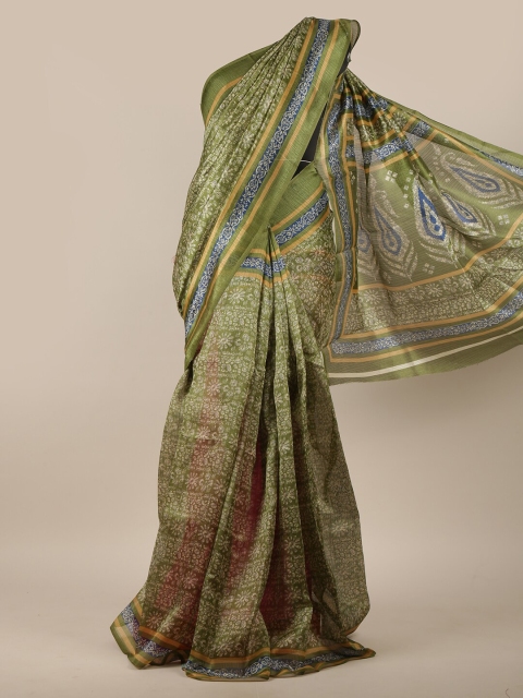 

Pothys Green & Blue Floral Saree