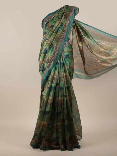 

Pothys Green & Blue Floral Saree