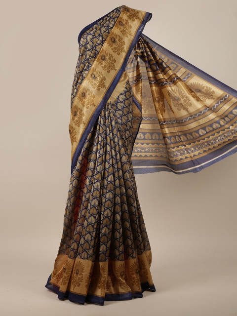 

Pothys Navy Blue & Beige Floral Saree