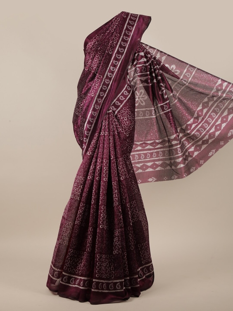 

Pothys Purple & White Abstract Printed Saree