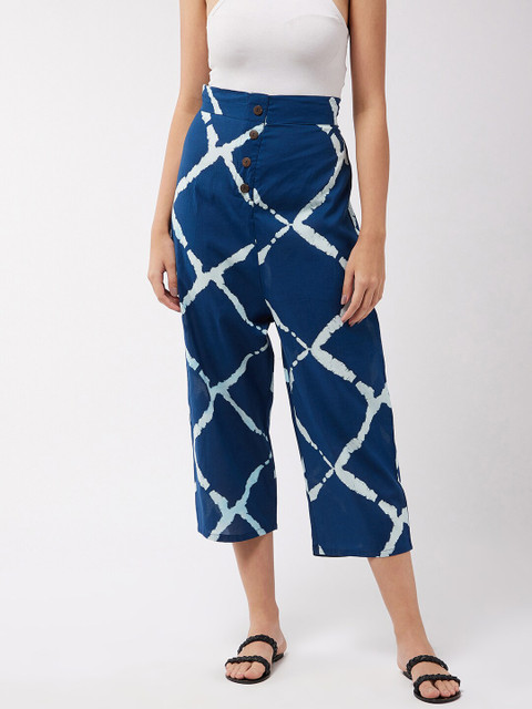 

InWeave Women Blue & White Printed Cropped Palazzos