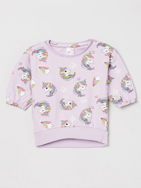

max Girls Lavender Pure Cotton Unicorn Printed Regular Top