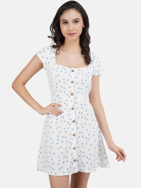 

JAAIVE Women White Floral Crepe Dress