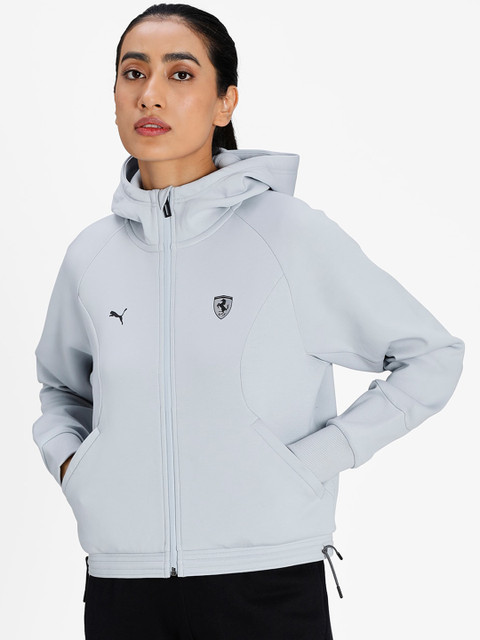 

PUMA Motorsport Women Blue Hooded Cotton Sporty Jacket, Grey