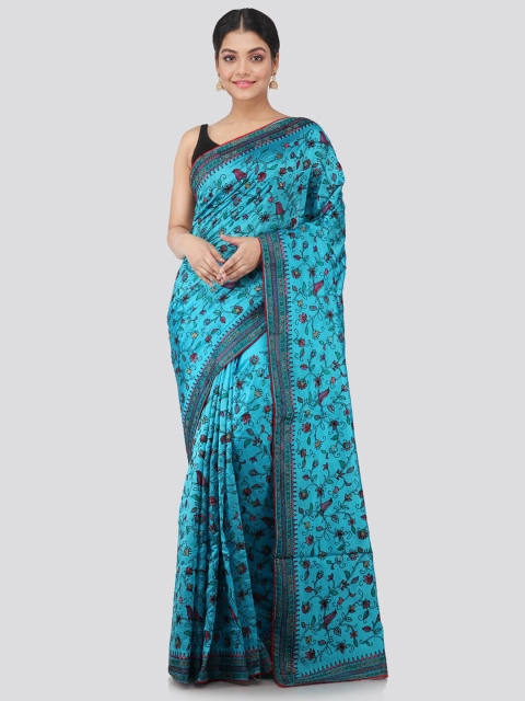 

PinkLoom Blue & Black Ethnic Motifs Pure Silk Saree