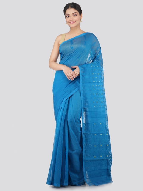 

PinkLoom Blue Woven Design Pure Cotton Jamdani Sustainable Saree