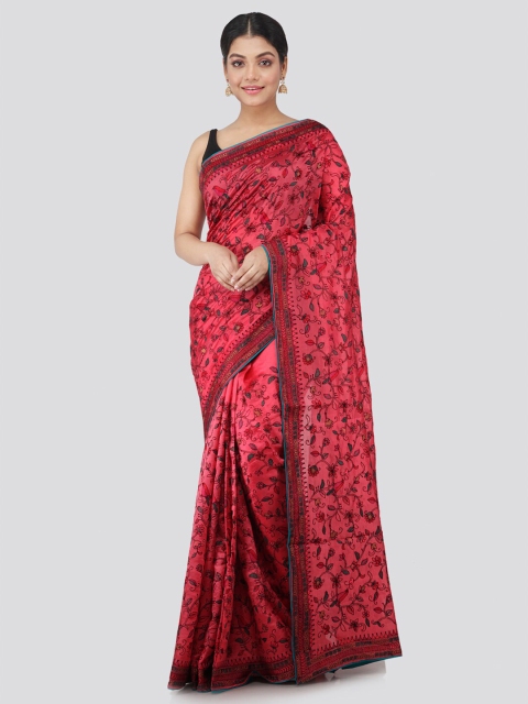 

PinkLoom Pink Embroidered Pure Silk Saree