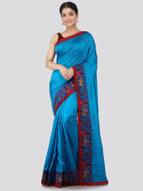 

PinkLoom Blue & Red Pure Silk Saree