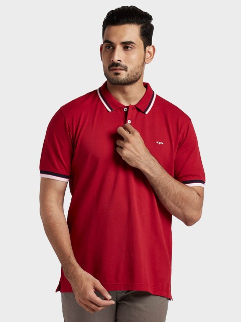 

ColorPlus Men Red Polo Collar T-shirt