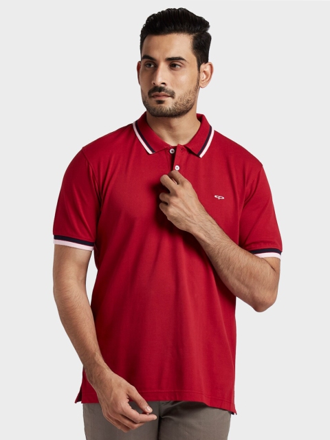 

ColorPlus Men Red Polo Collar Pockets T-shirt