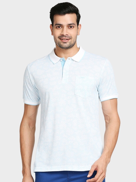 

ColorPlus Men Blue & White Printed Polo Collar Pockets T-shirt