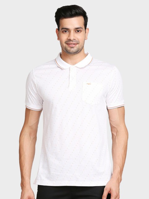 

ColorPlus Men White Printed Polo Collar T-shirt