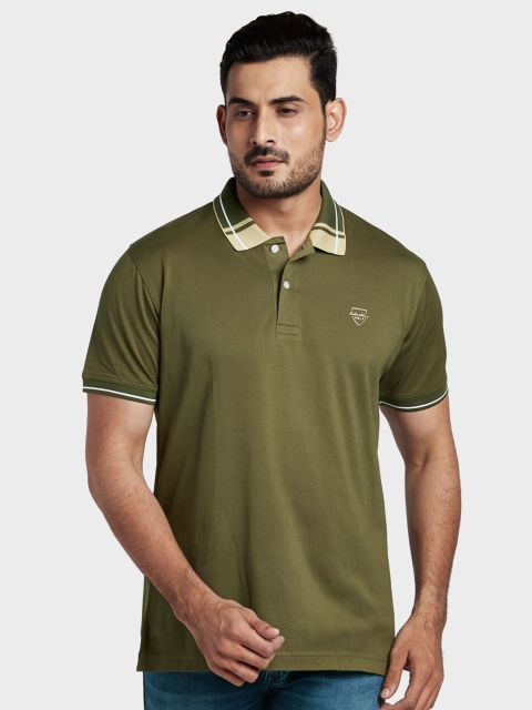 

ColorPlus Men Olive Green Polo Collar T-shirt