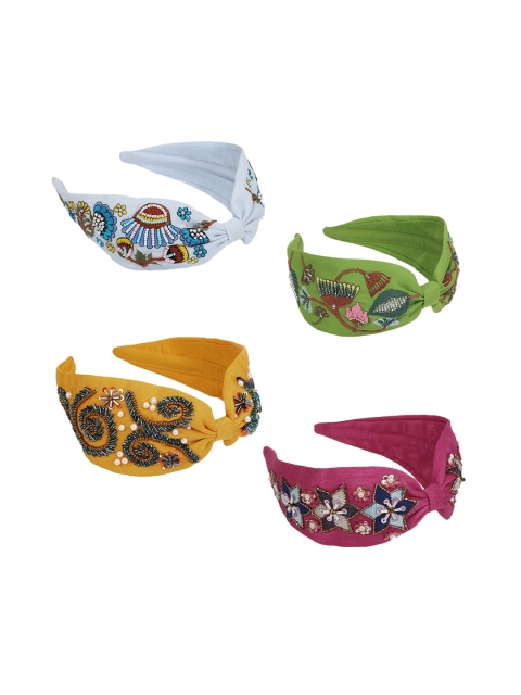 

DEEBACO Women Blue & Magenta Set of 4 Embellished Hairband