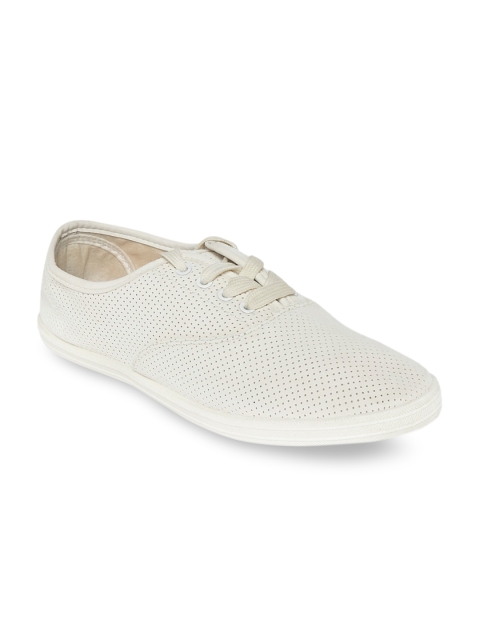 

BYFORD by Pantaloons Men Off White Woven Design Leather Sneakers
