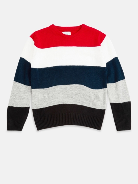 

Pantaloons Junior Boys Red & White Striped Pullover