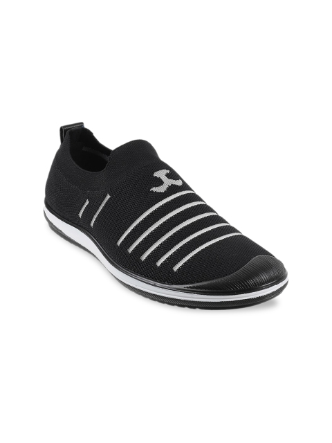 

Mochi Men Black & White Striped Slip-On Sneakers