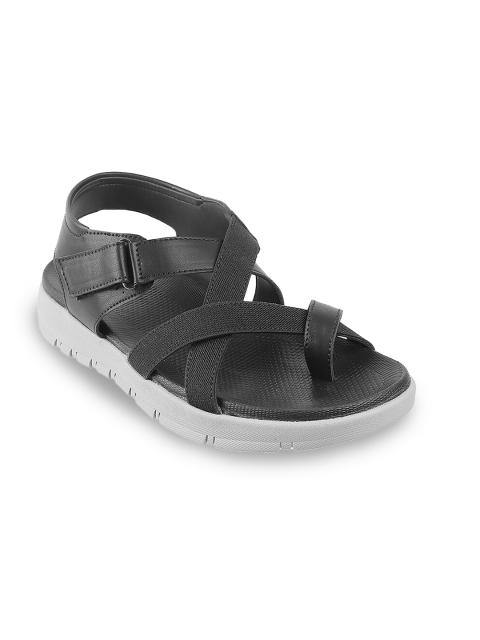 

Mochi Men Black & Grey Leather Comfort Sandals