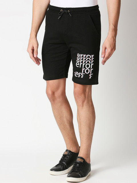

Bewakoof Men Black Graphic Placement Printed Cotton Regular Shorts