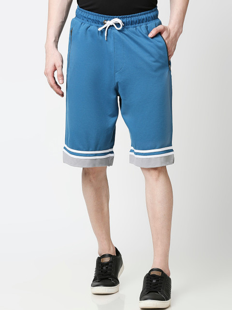 

Bewakoof Men Blue Cotton Varsity Regular Shorts