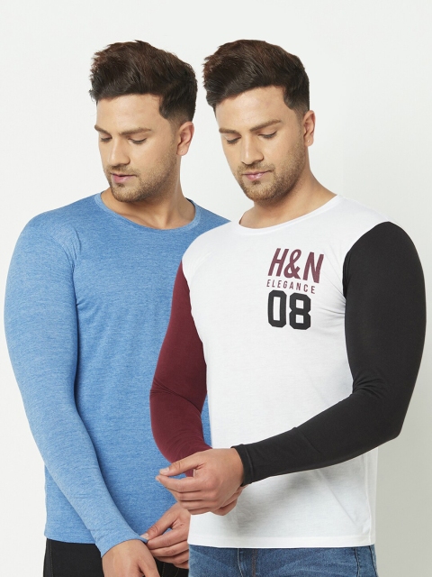 

ELEGANCE Men Pack Of 2 Printed T-shirt, Blue
