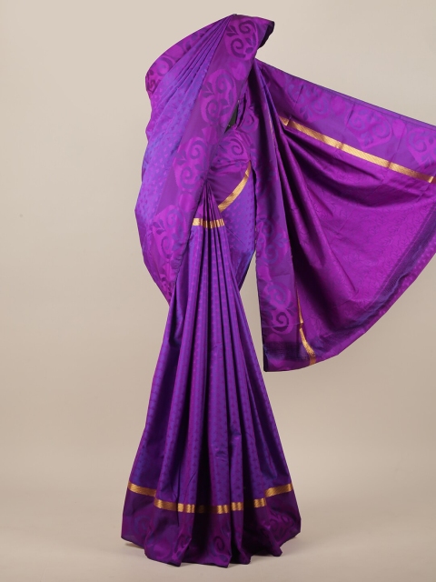 

Pothys Violet & Gold-Toned Woven Design Art Silk Saree