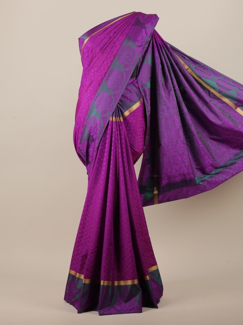 

Pothys Violet & Green Floral Art Silk Saree